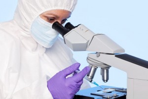 embryologist performing semen analysis