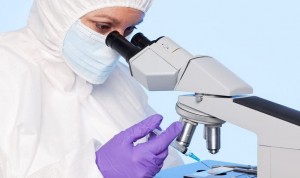 embryologist examining a sperm sample